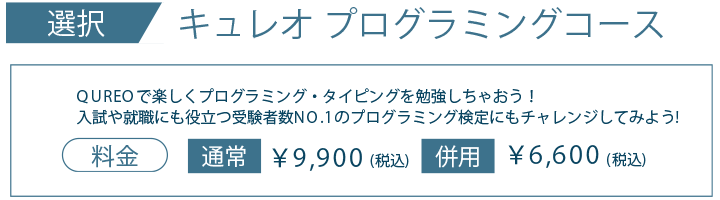 選択 キュレオプログラミングコース 料金 通常 税込み9900円、併用 税込み6600円